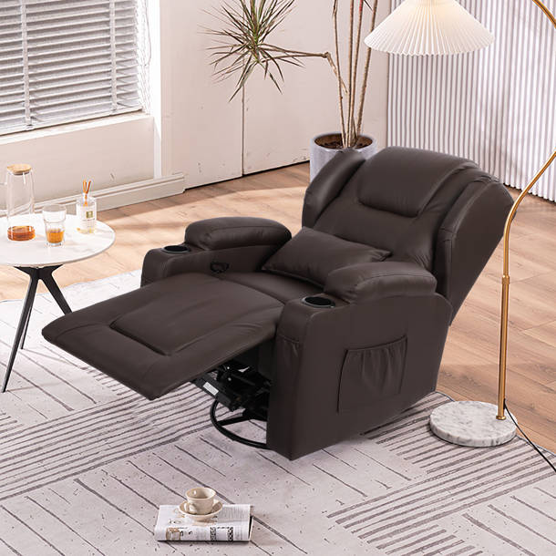 Isabelle & Max™ Lamentin Leather Swivel Rocker Recliner Manual Rocking